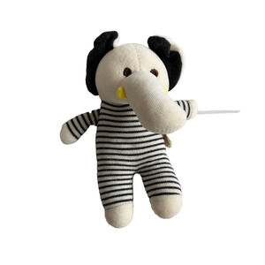 Dordor & Gorgor Elephant Plush Organic Stripe Kids Baby Stuffed Animal Black